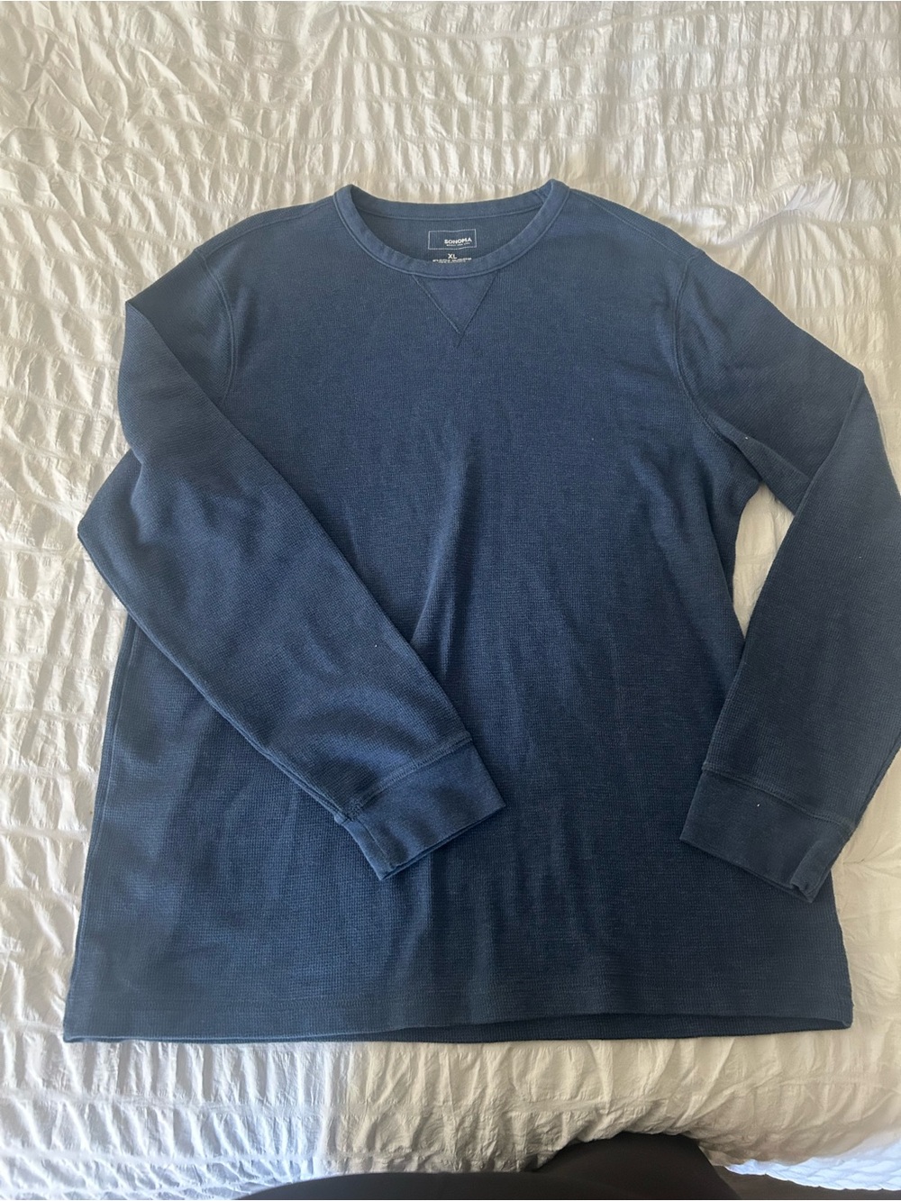 Sonoma Navy Waffle-Knit Long Sleeve Thermal